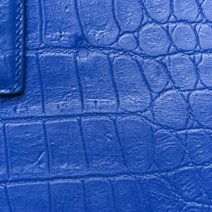 Saint Laurent Calfskin Crocodile Embossed Small Sac De Jour Royal Blue 10 of 10