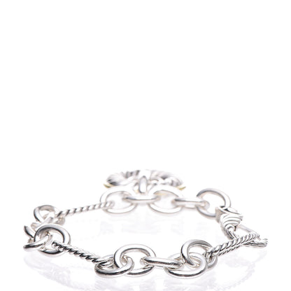 David Yurman Sterling Silver 18K Yellow Gold Carved Cable Disc Bracelet 3 of 7