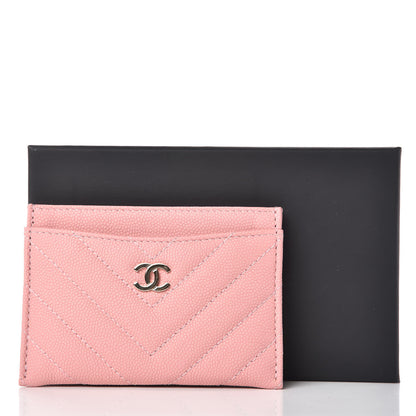 Chanel Caviar Chevron Quilted Card Holder Wallet Pink 8 of 8