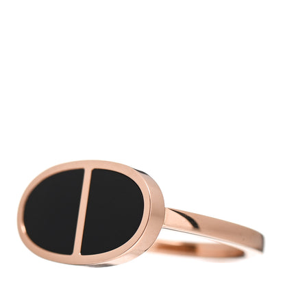 Hermes 18K Rose Gold Black Ceramic MM Chaine d'Ancre Verso Ring 50 5.25 3 of 6