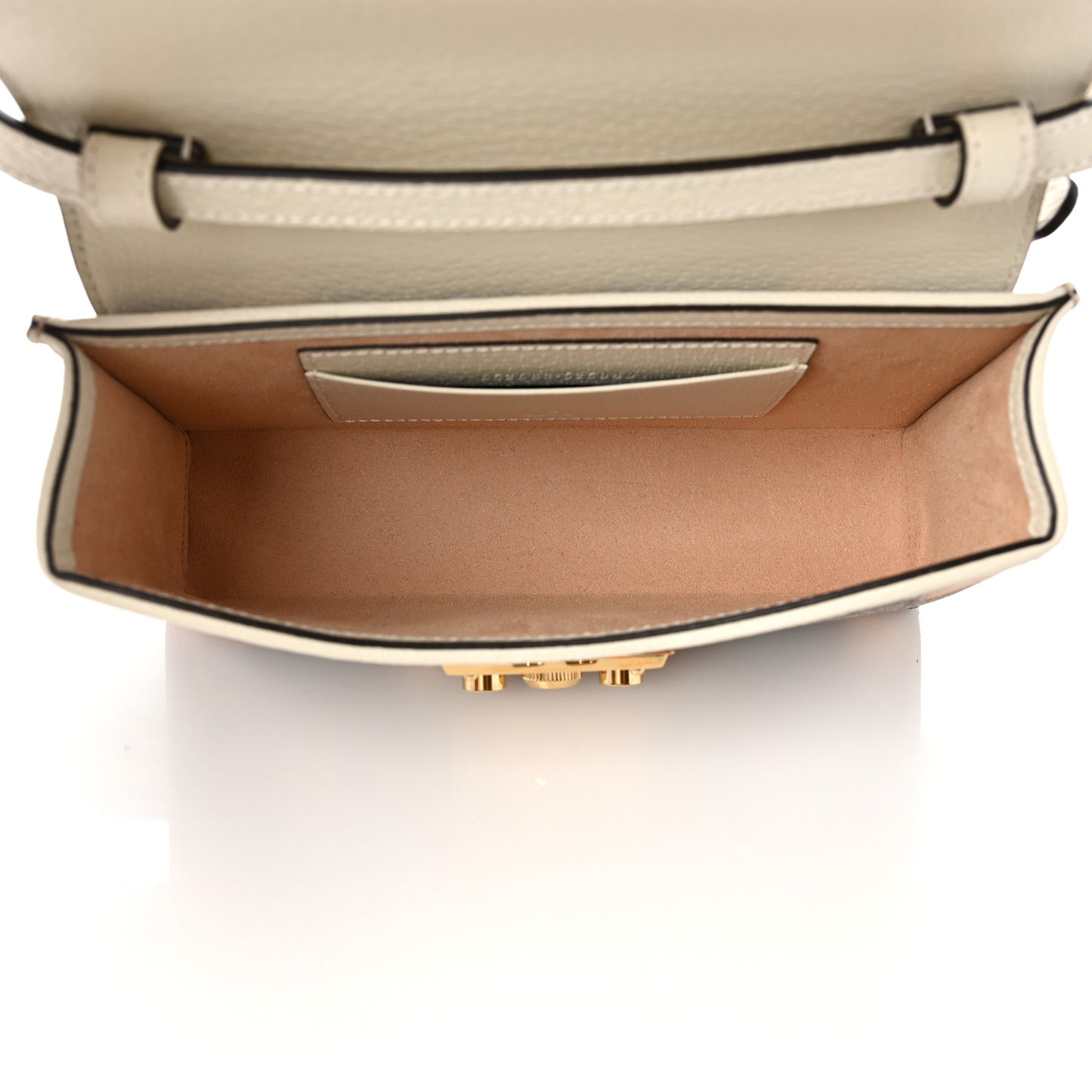 GG Supreme Monogram Berry Textured Dollar Calfskin Mini Padlock Top Handle Shoulder Bag Beige Ebony Light Copper Mystic White