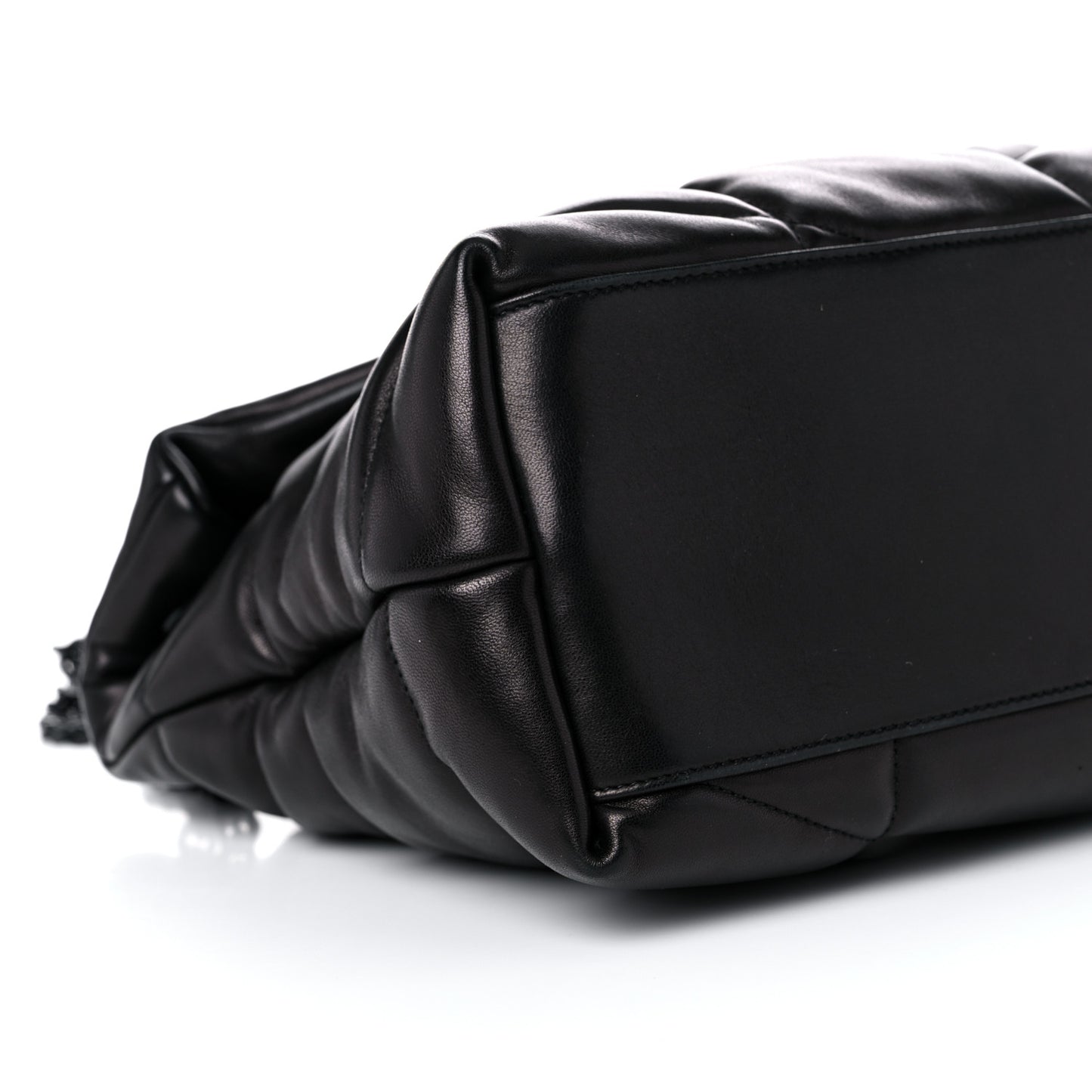 Lambskin Quilted Medium Loulou Puffer Monogram Chain Satchel Black