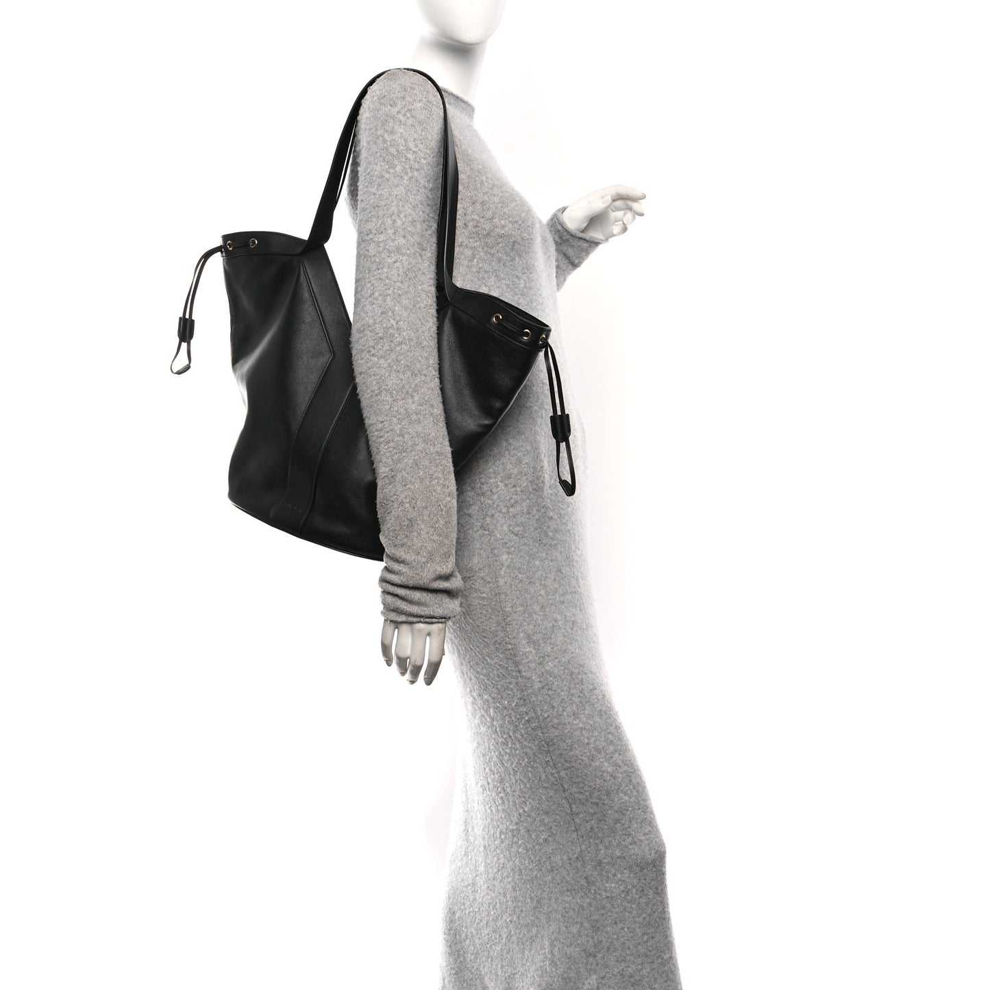 Santorini Lux Calfskin Y Drawstring Tote Black