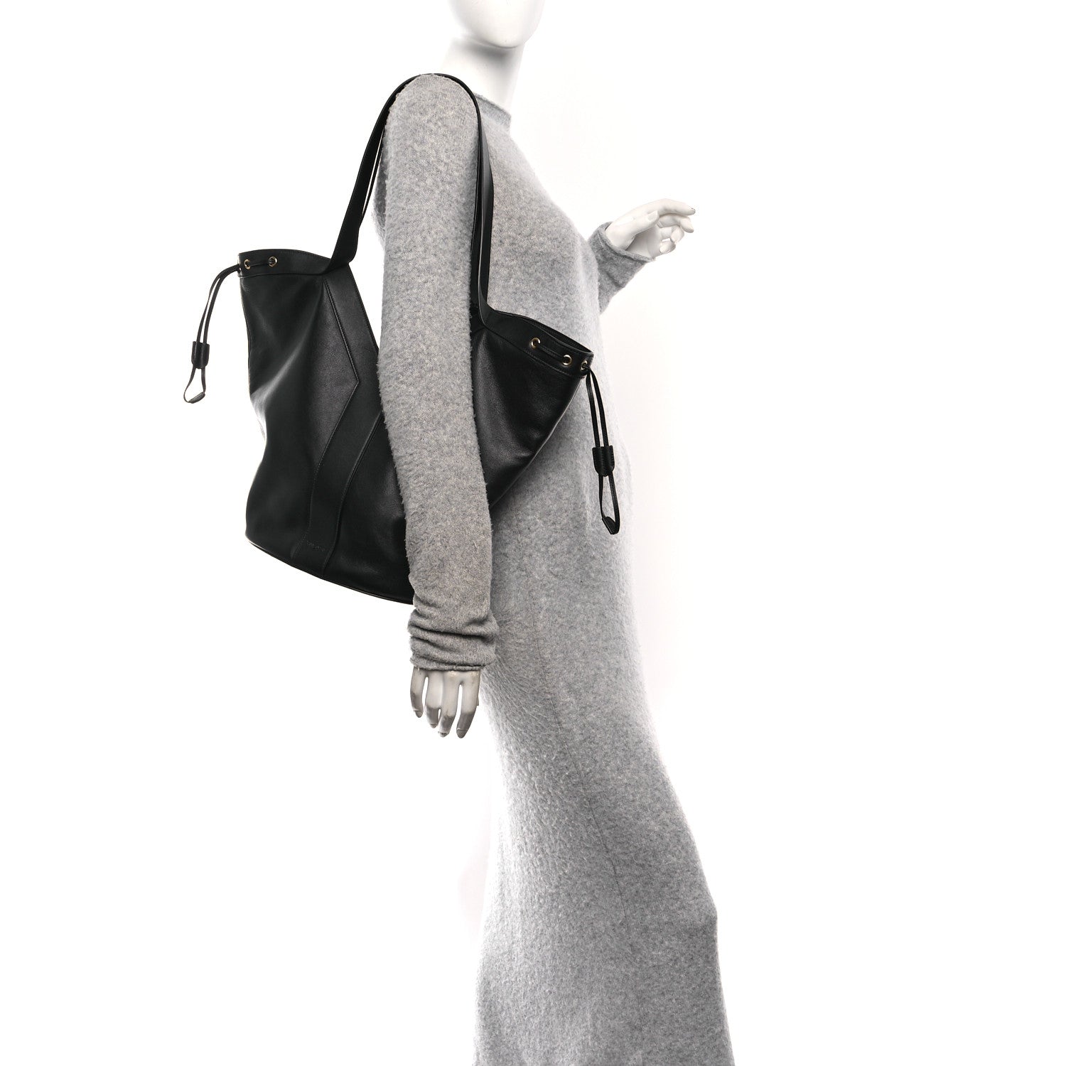 Saint Laurent Santorini Lux Calfskin Y Drawstring Tote Black 2 of 10