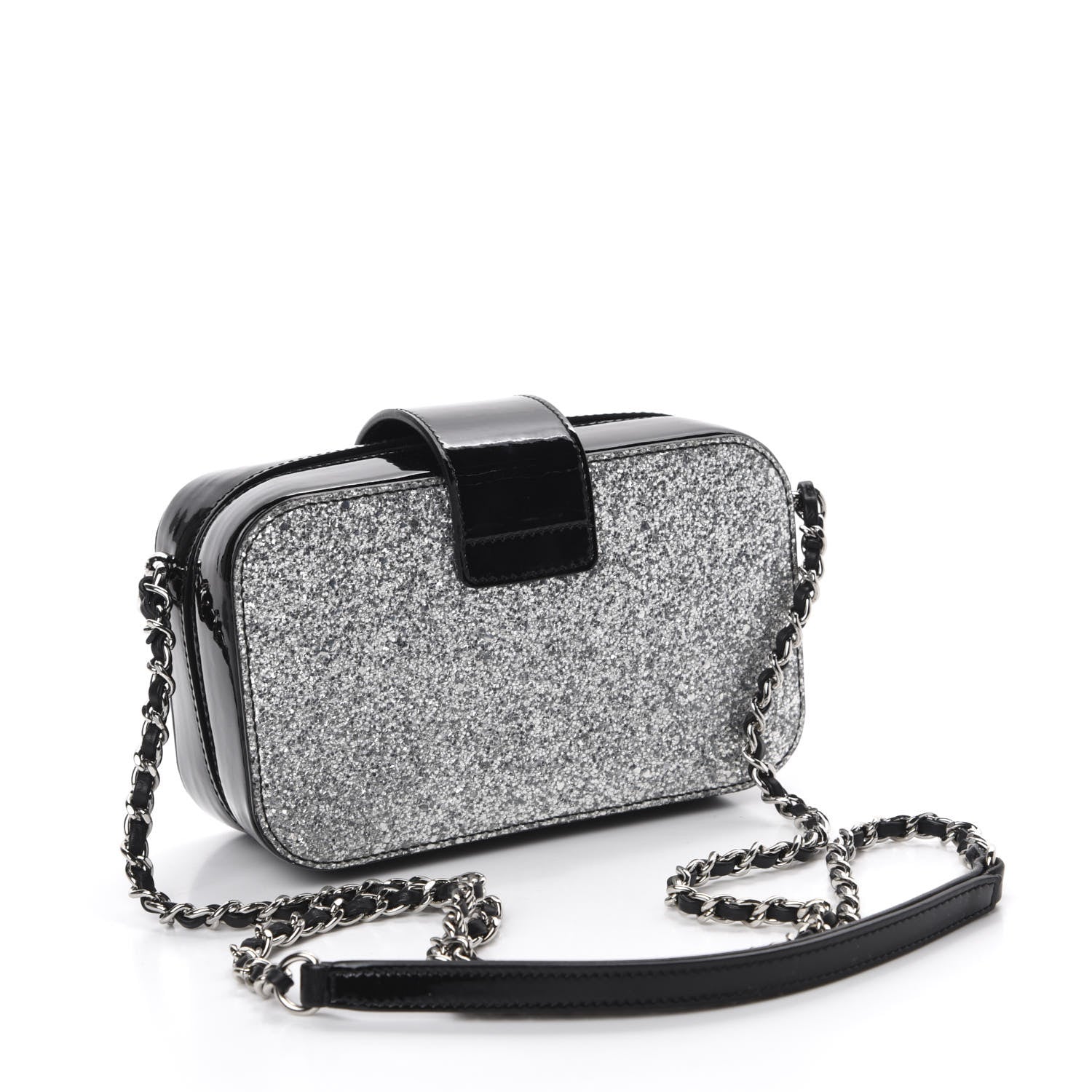 Chanel Glitter Patent Evening On The Moon Camera Case Silver 3 of 11