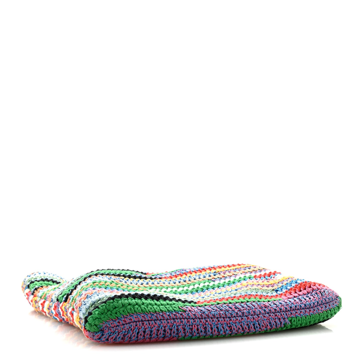 Cotton Crochet Stripe Vertical Tote Bag Multicolor