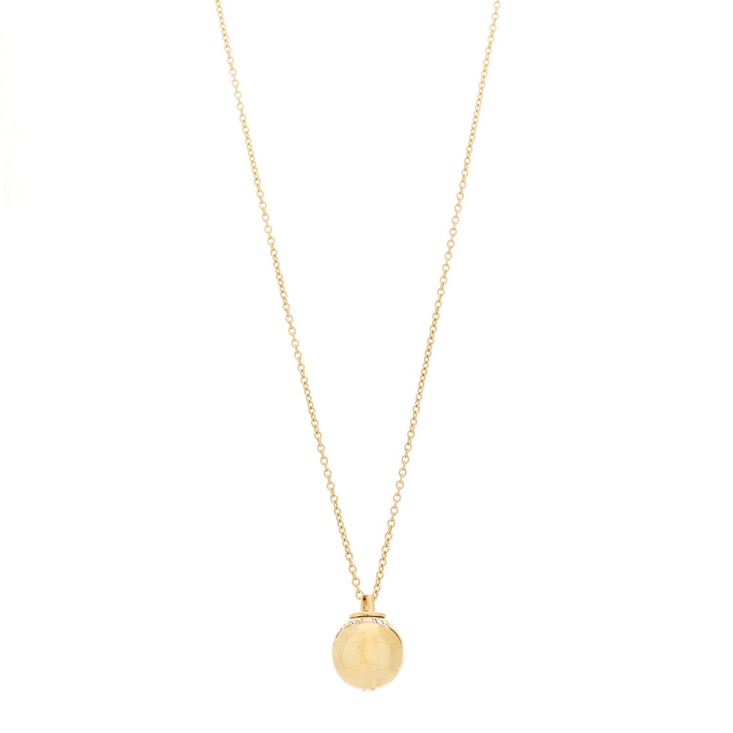 Tiffany 18K Yellow Gold 12.75mm HardWear Ball Pendant Necklace 1 of 5