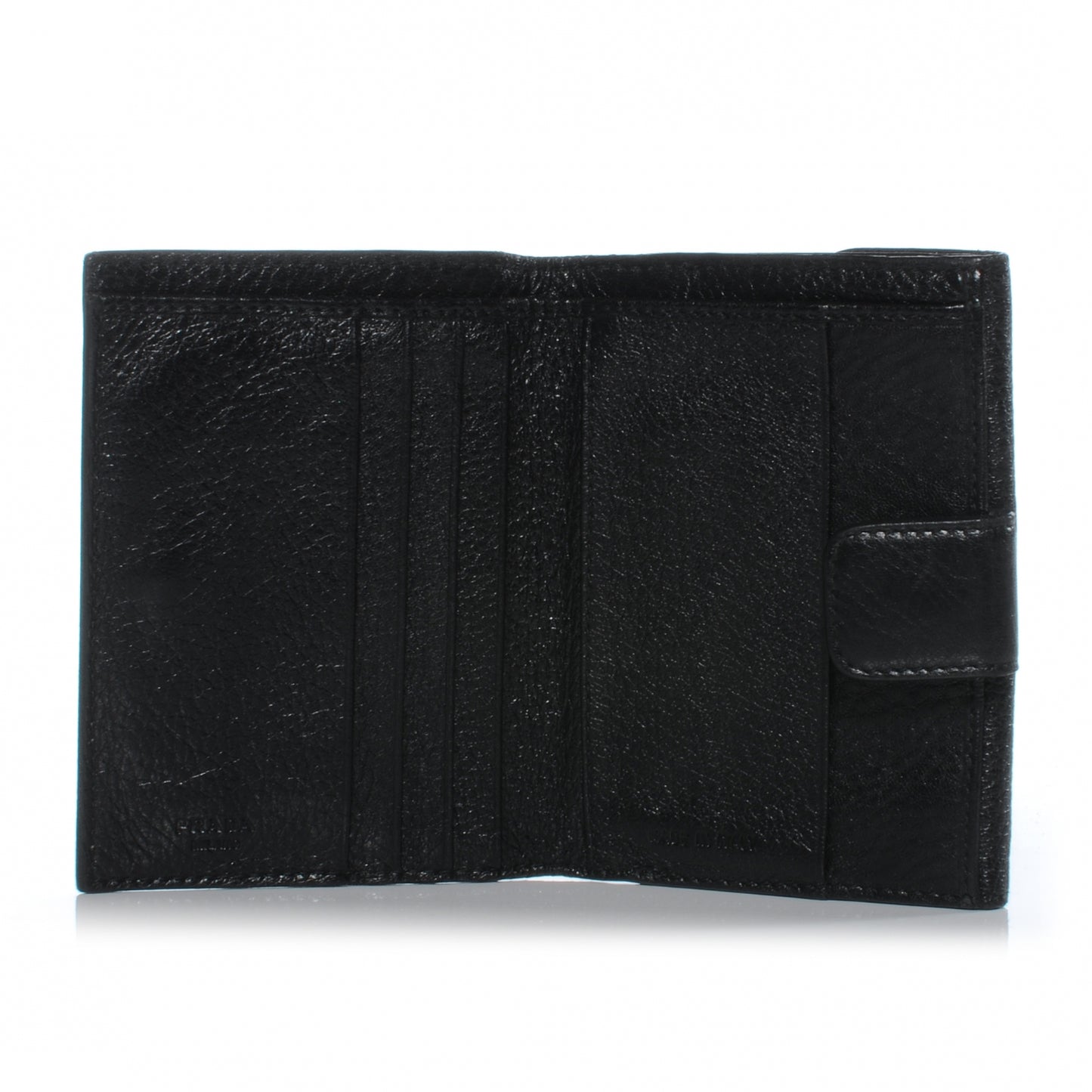 Vitello Daino Compact Wallet Nero Black