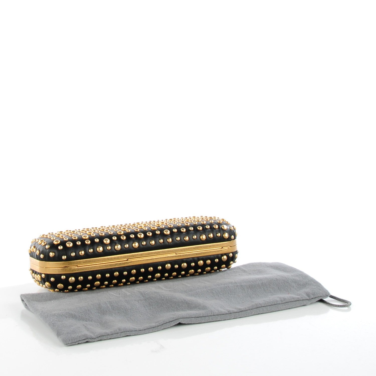Alexander McQueen Nappa Studded Skull Knuckle Box Clutch Black 4 of 9