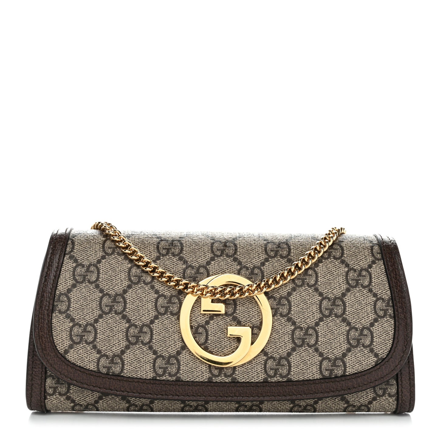GG Supreme Monogram Textured Dollar Calfskin Blondie Continental Chain Wallet Beige Ebony New Acero