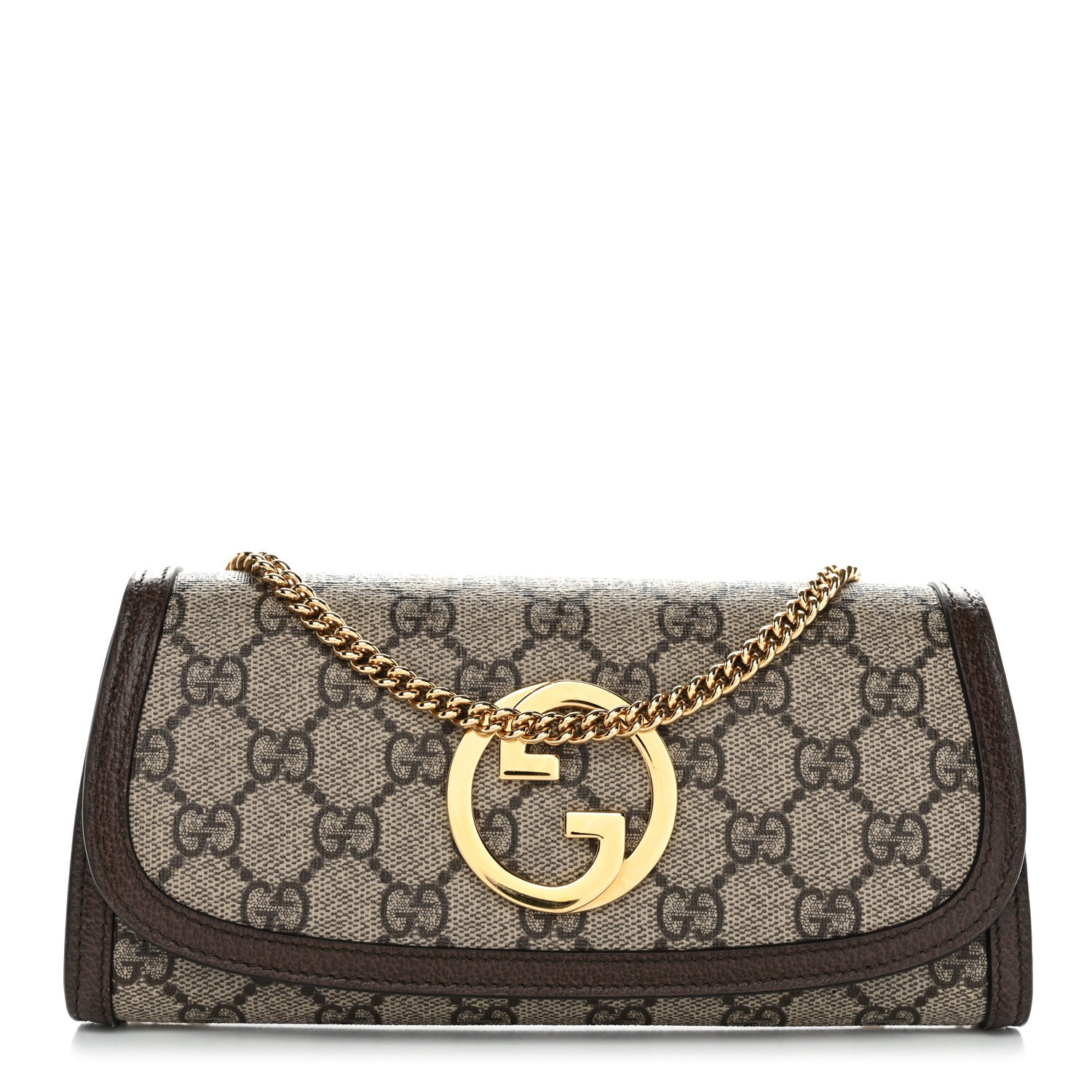 Gucci GG Supreme Monogram Textured Dollar Calfskin Blondie Continental Chain Wallet Beige Ebony New Acero 1 of 12
