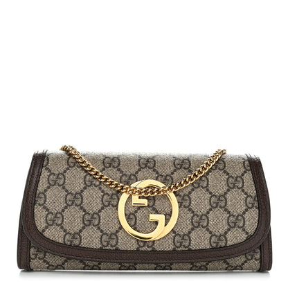 Gucci GG Supreme Monogram Textured Dollar Calfskin Blondie Continental Chain Wallet Beige Ebony New Acero 1 of 12