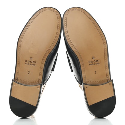 Gucci Goatskin Stripe Mens Horsebit Slingback Slippers 7 Black 5 of 9