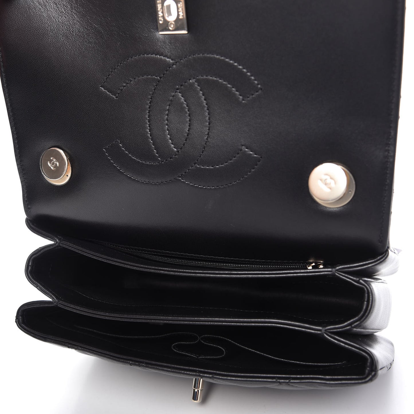 Lambskin Quilted Small Trendy CC Dual Handle Flap Bag Black