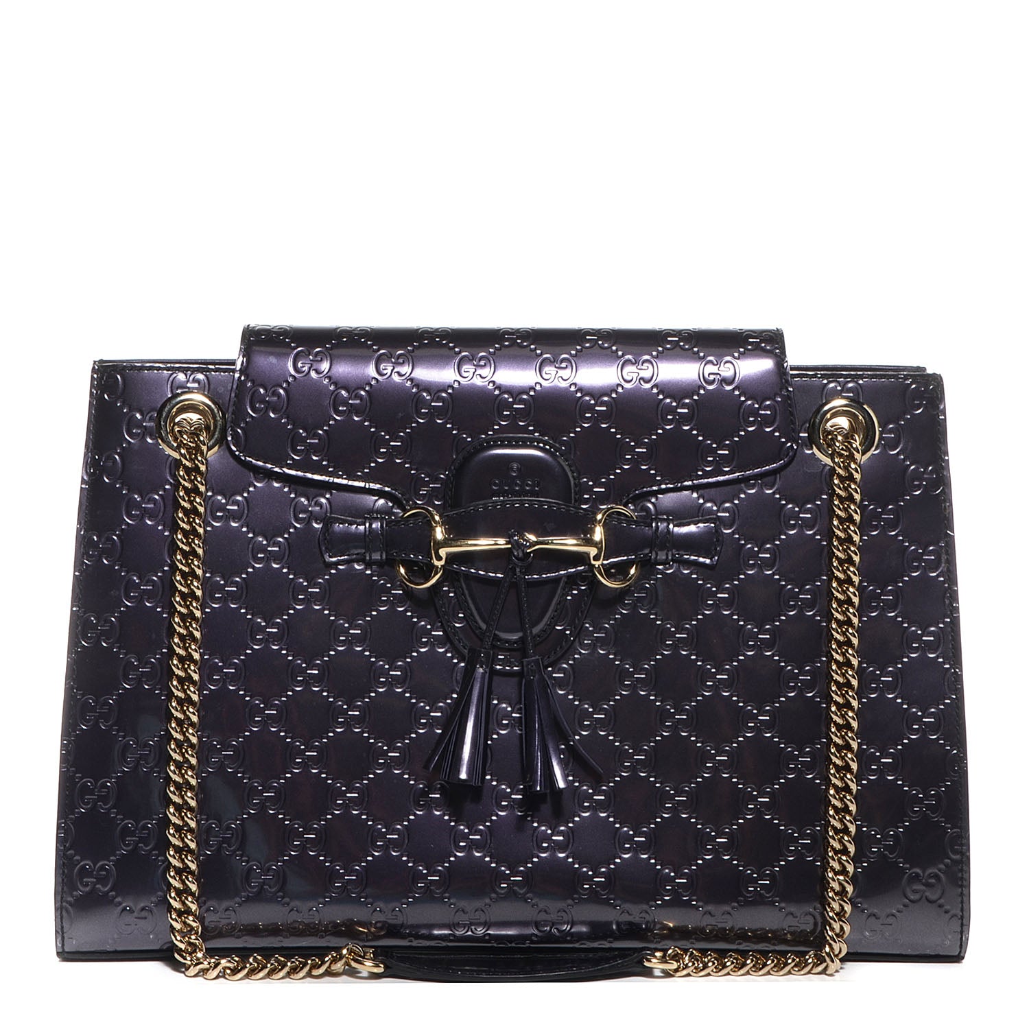 Gucci Shine Guccissima Large Emily Chain Shoulder Bag Melanzana 1 of 8