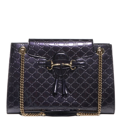 Gucci Shine Guccissima Large Emily Chain Shoulder Bag Melanzana 1 of 8