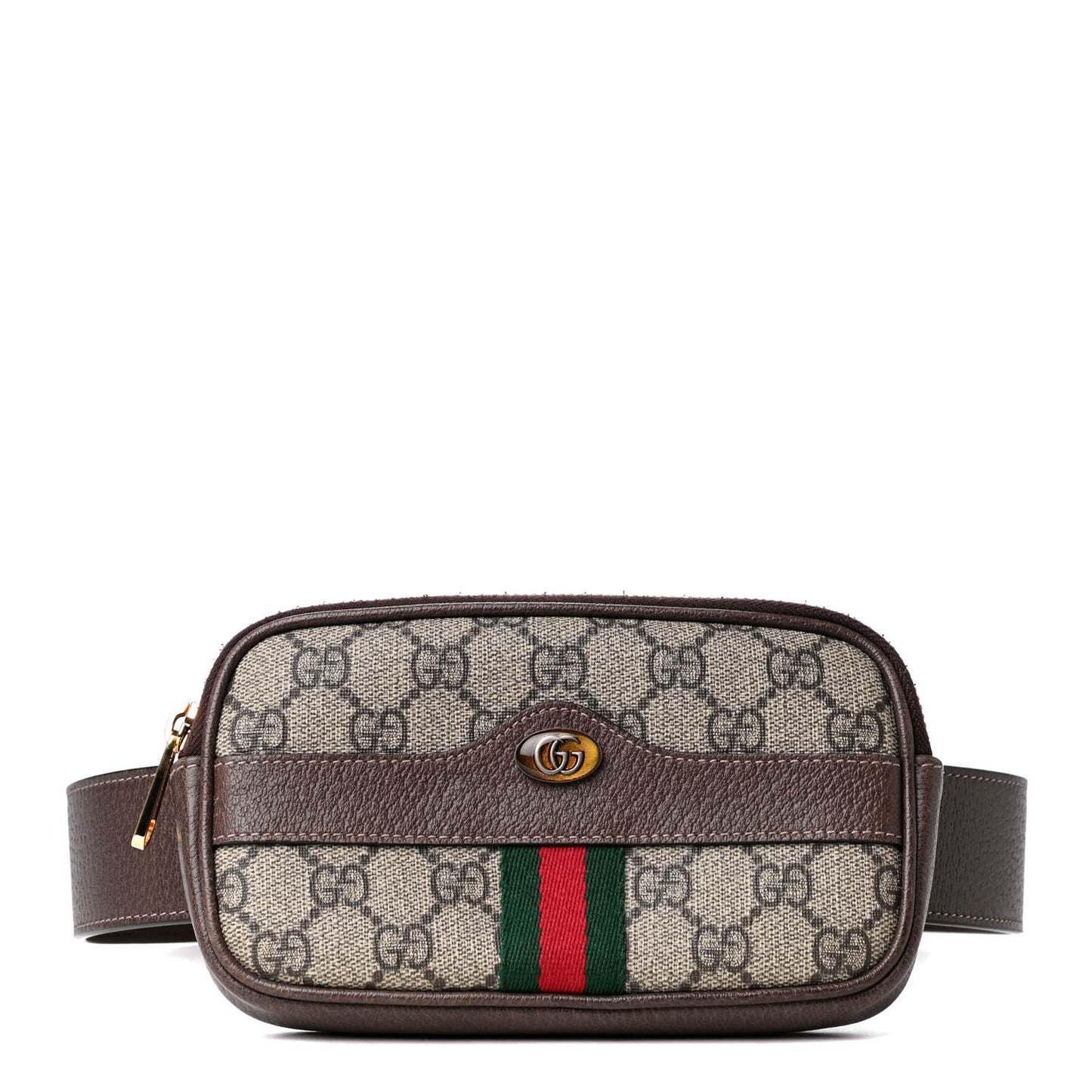 GG Supreme Monogram Web Ophidia Belted iPhone Case Dark Brown