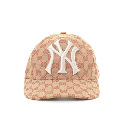 Gucci X MLB Monogram NY Yankees Baseball Hat 57-61 Beige Ruggine 2 of 9