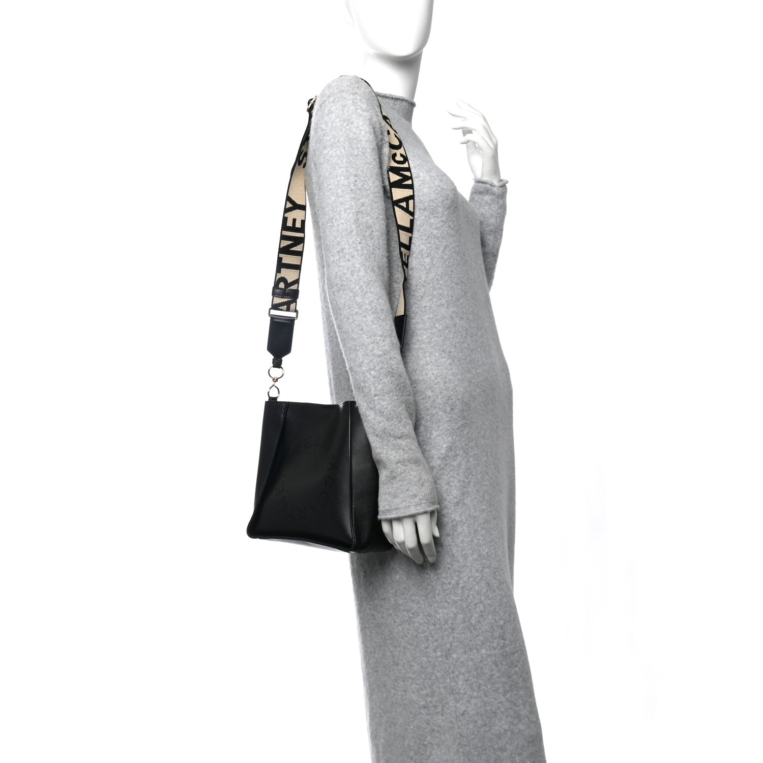 Stella McCartney Eco Alter Nappa Perforated Logo Mini Crossbody Black 3 of 9