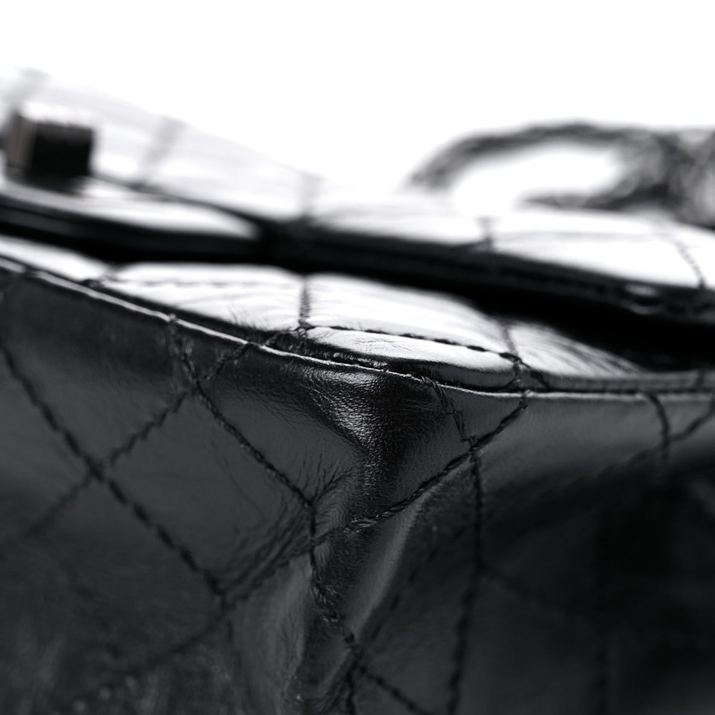 Aged Calfskin Quilted 2.55 Reissue Mini Flap So Black