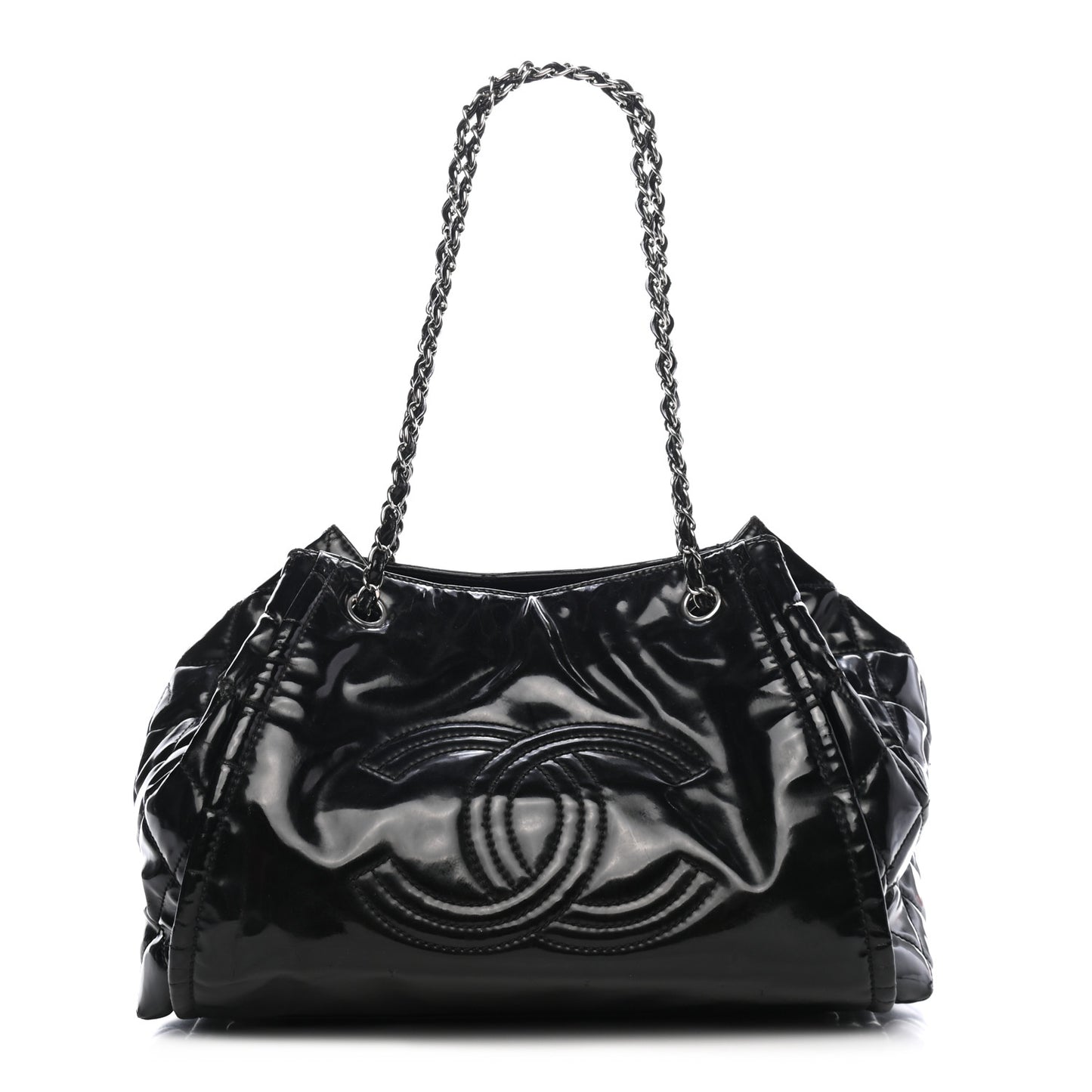 Vinyl Lipstick Ligne Accordion Tote Black