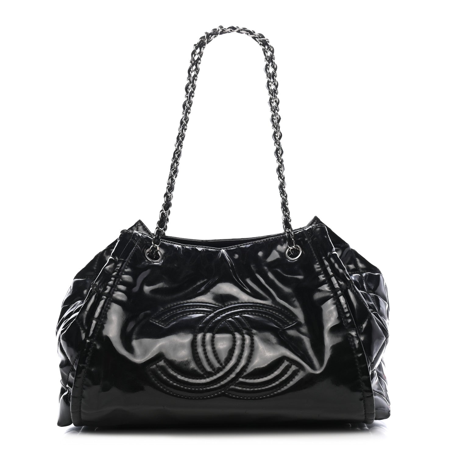 Chanel Vinyl Lipstick Ligne Accordion Tote Black 1 of 9