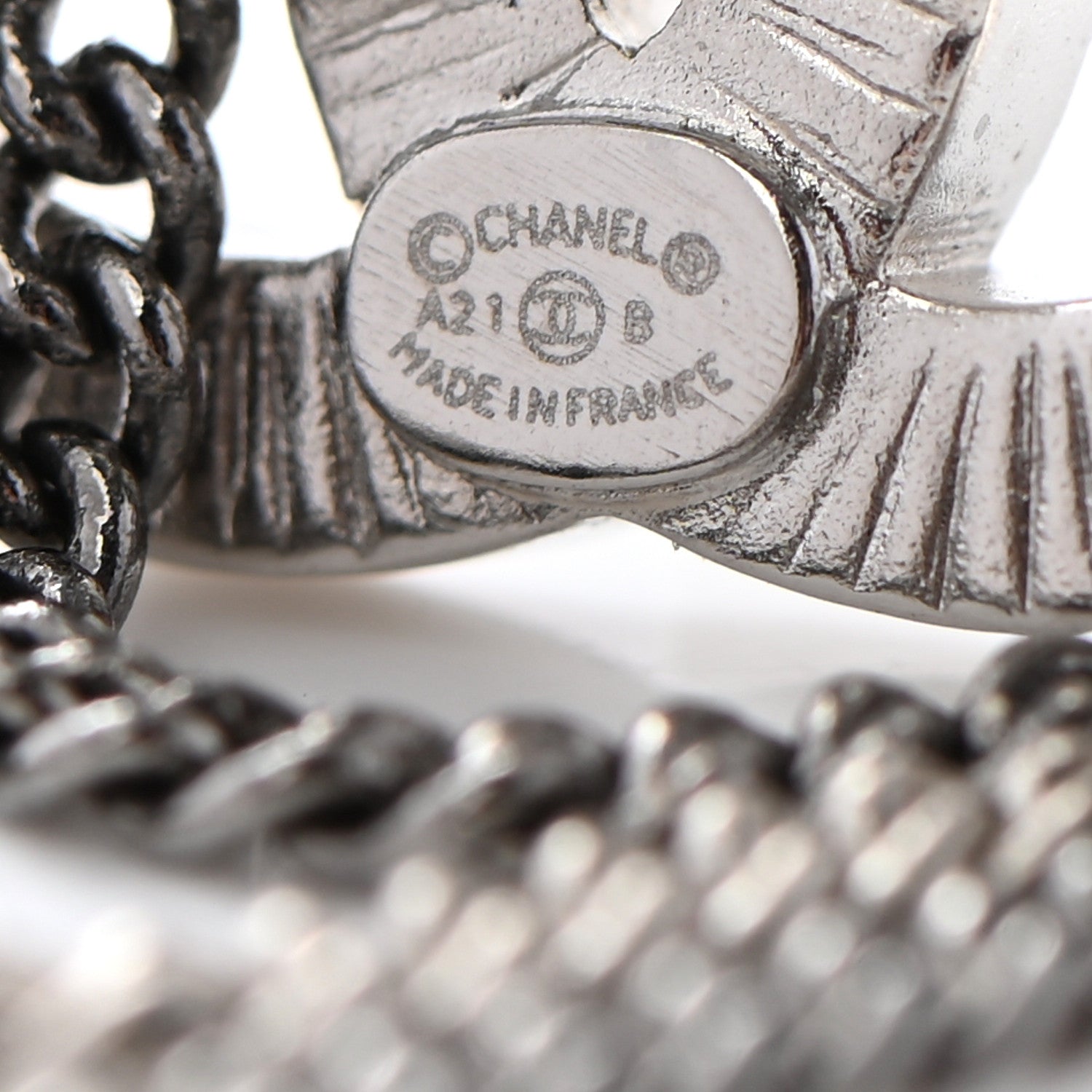 Chanel Crystal Chain CC Earrings Silver 4 of 4
