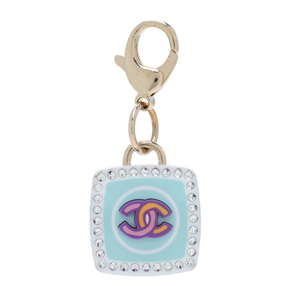 Chanel Metal Resin Crystal CC Key Ring Bag Charm Gold Multicolor 1 of 3