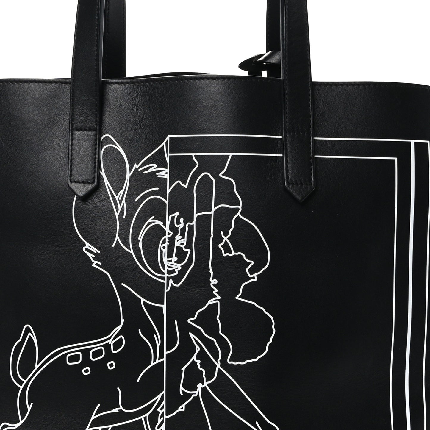 Calfskin Bambi Print Medium Stargate Shopper Tote Black