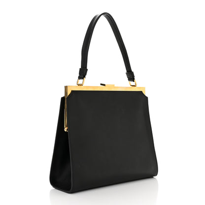 Mansur Gavriel Vegetable Tanned Calfskin Elegant Top Handle Bag Black 3 of 9