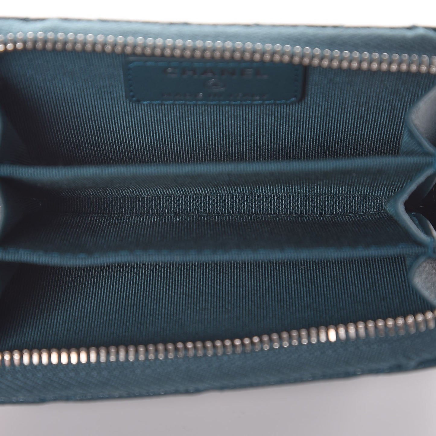 Caviar Quilted Zip Coin Purse Dark Turquoise