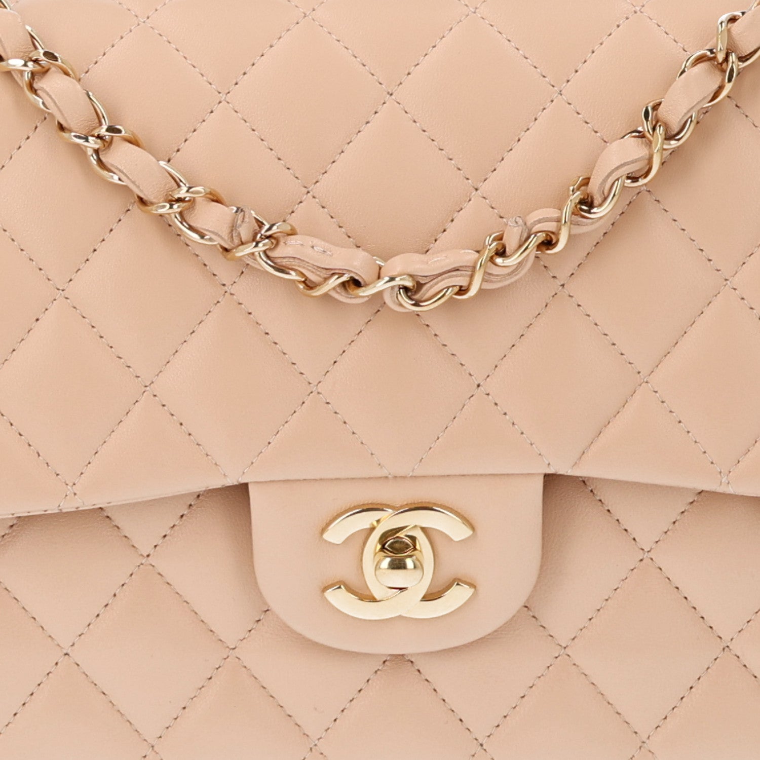 Chanel Lambskin Quilted Medium Double Flap Beige 9 of 11