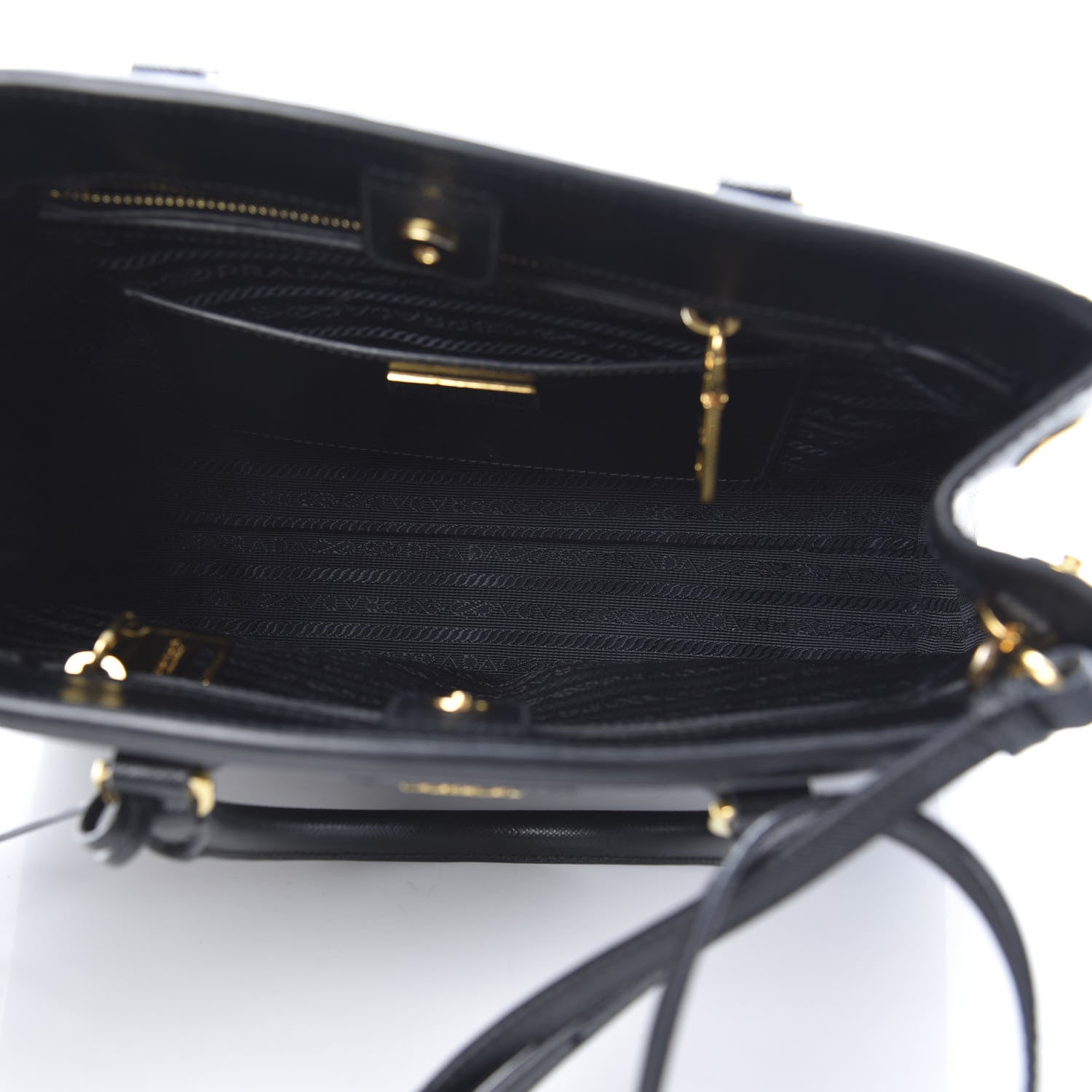 Prada Saffiano Lux Small Parabole Tote Black 5 of 12