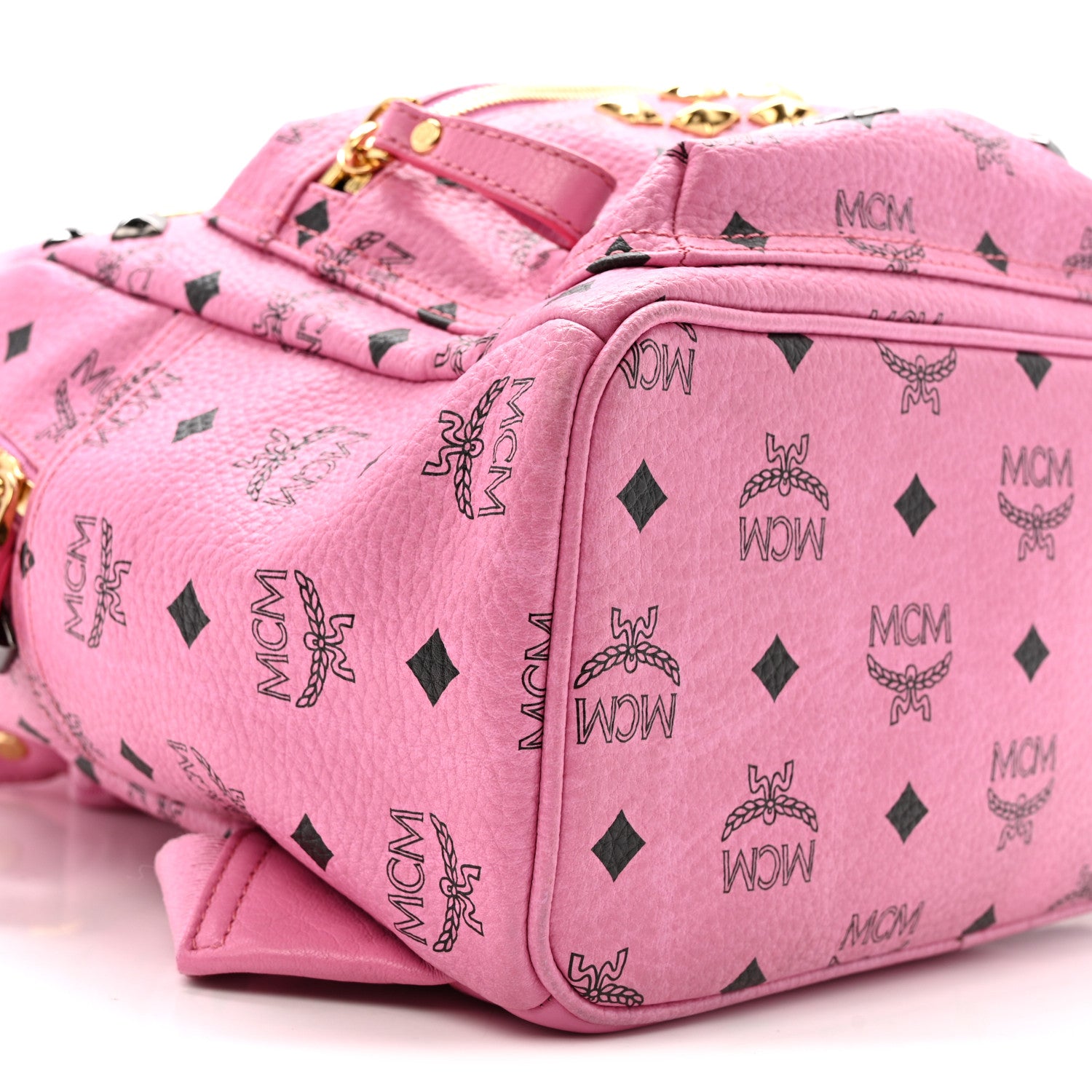 MCM Visetos Studded Small Stark M Backpack Pink 9 of 13