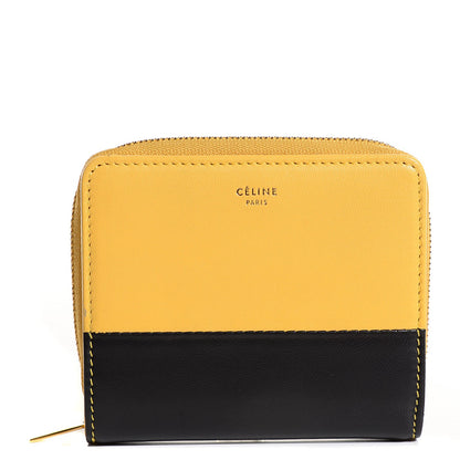 Celine Lambskin Zip Around Compact Wallet Sun Yellow Black 1 of 7