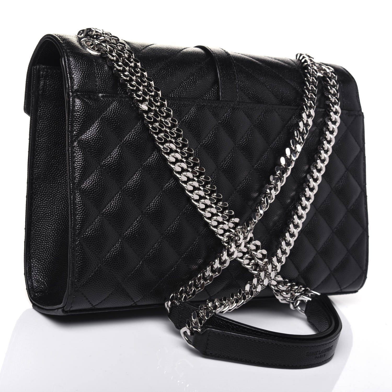 Saint Laurent Grain De Poudre Textured Mixed Matelasse Triquilt Medium Monogram Satchel Black 3 of 16