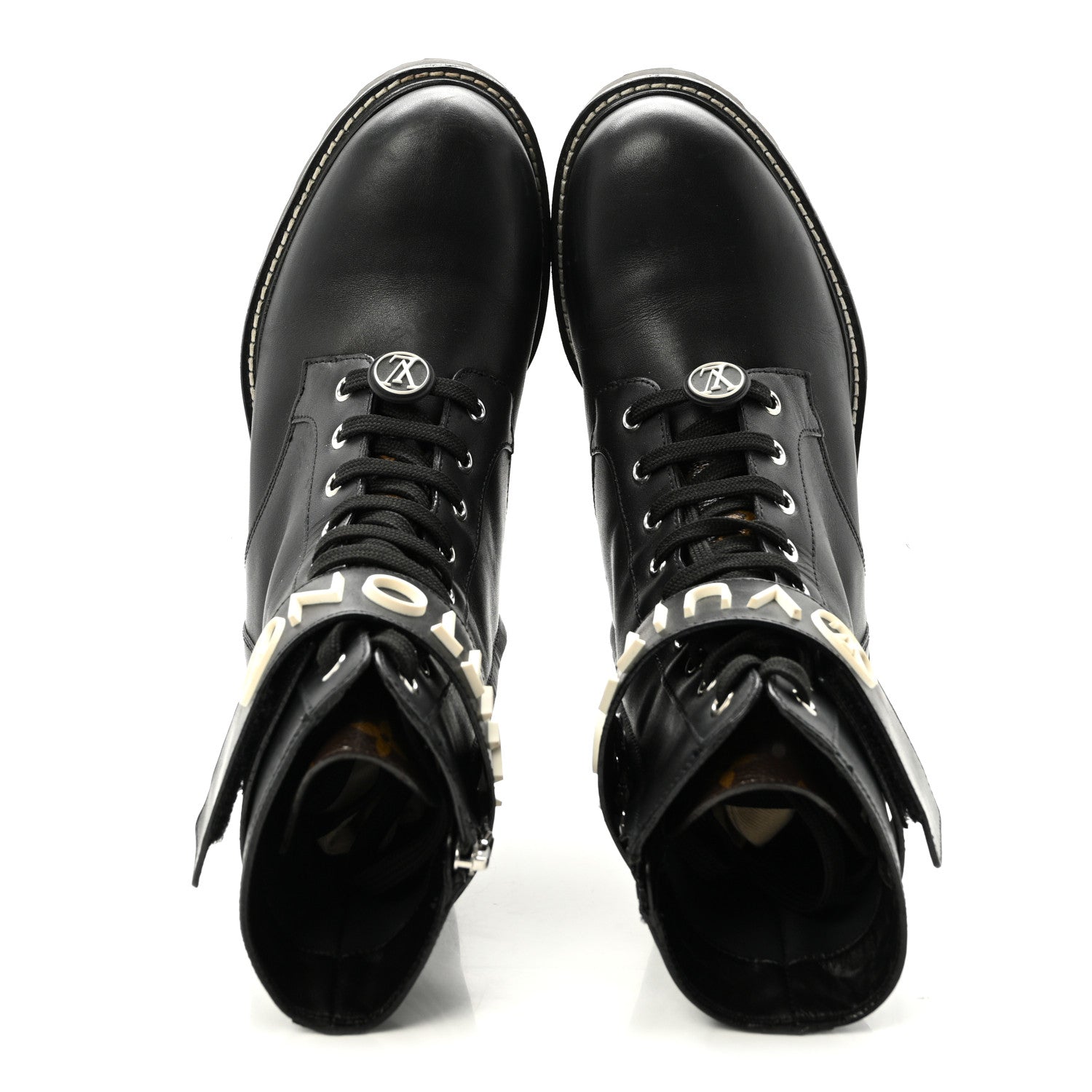 Louis Vuitton Calfskin Territory Flat Ranger Boots 38 Black 2 of 8