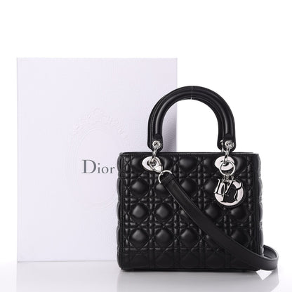 Christian Dior Lambskin Cannage Medium Lady Dior Black 8 of 8