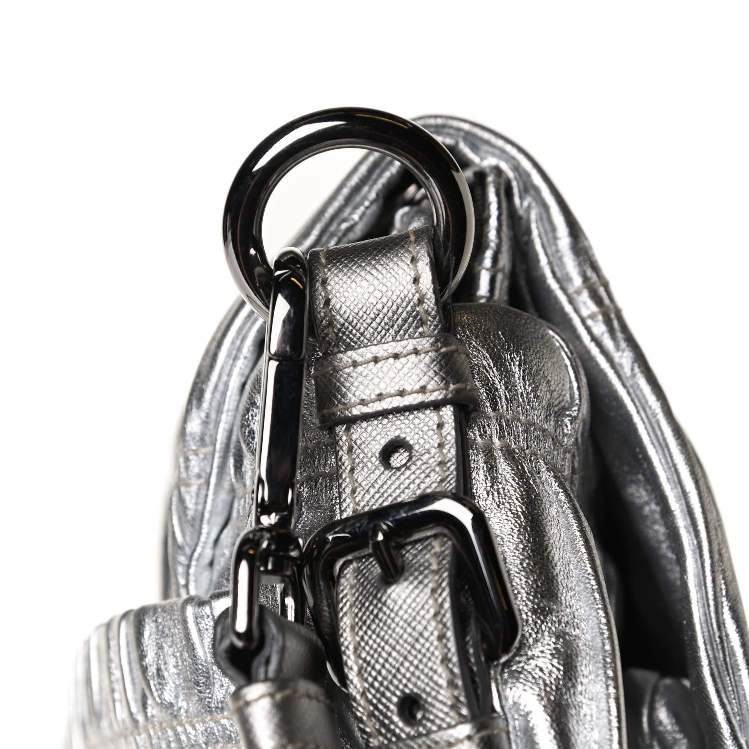 Prada Metallic Nappa Gaufre Messenger Tote Silver 11 of 14