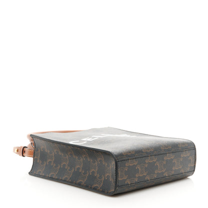 Celine Triomphe Canvas Calfskin Mini Vertical Cabas Tan 4 of 9