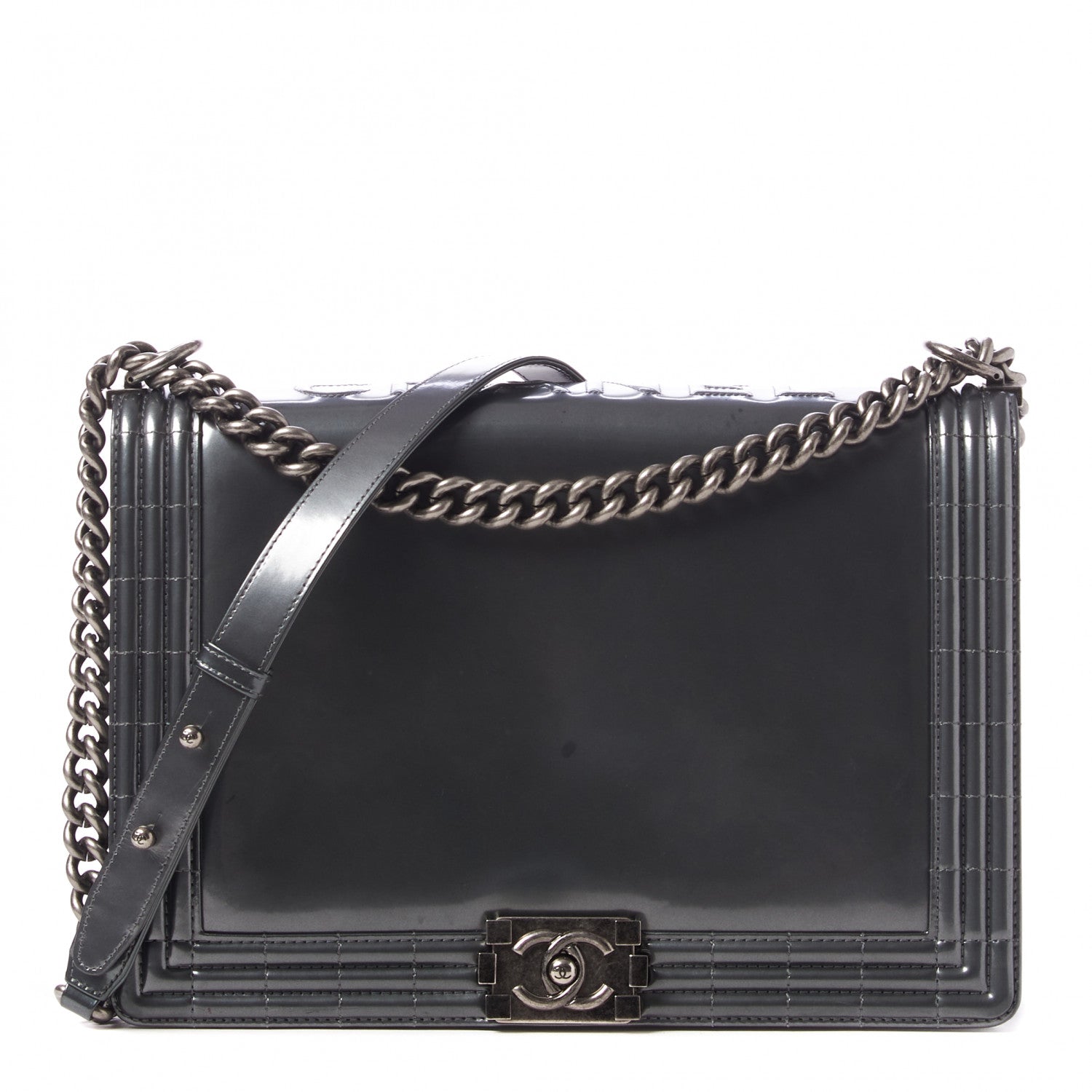 Chanel Glazed Calfskin Large Boy Flap Grey 1 of 13