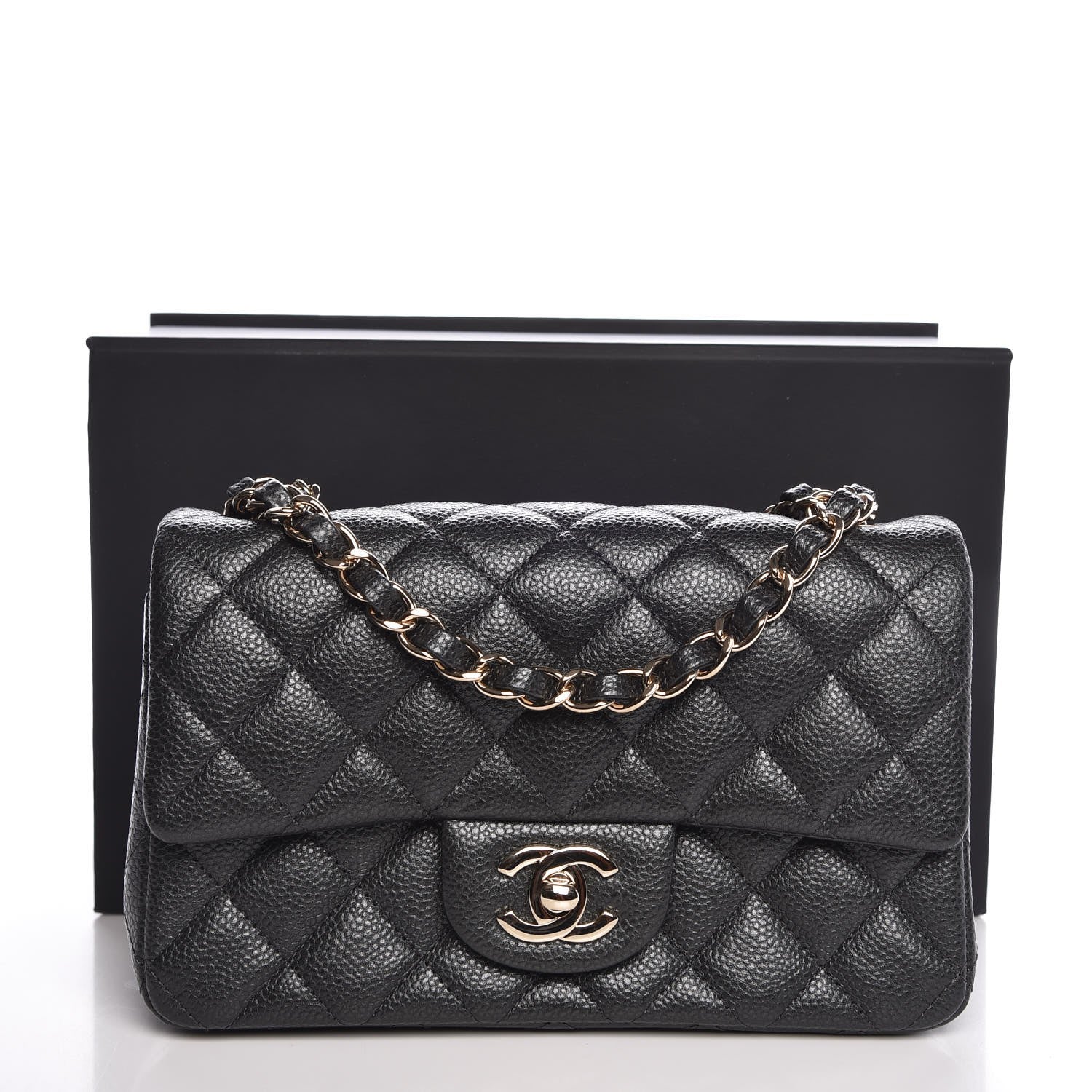 Chanel Caviar Quilted Mini Rectangular Flap Dark Charcoal 8 of 8