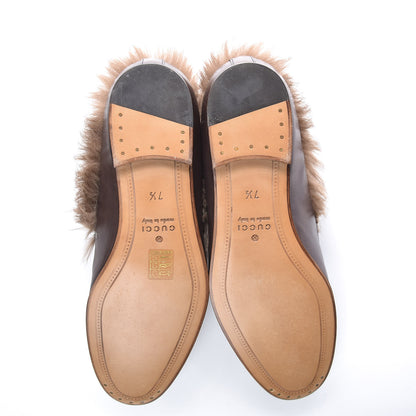 Gucci Calfskin Fur Mens Jordaan Loafers 7.5 Dark Brown Natural 5 of 8