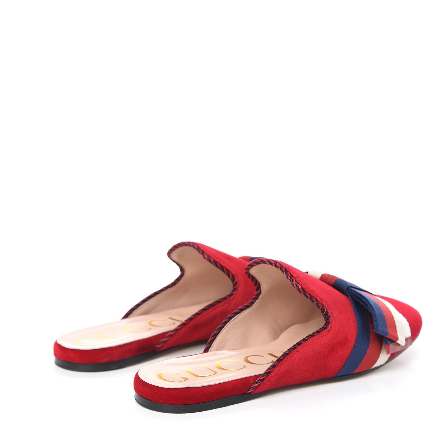 Gucci Velvet Sylvie Bow Slippers 38 Hibiscus Red 3 of 9