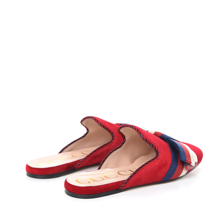 Gucci Velvet Sylvie Bow Slippers 38 Hibiscus Red 3 of 9