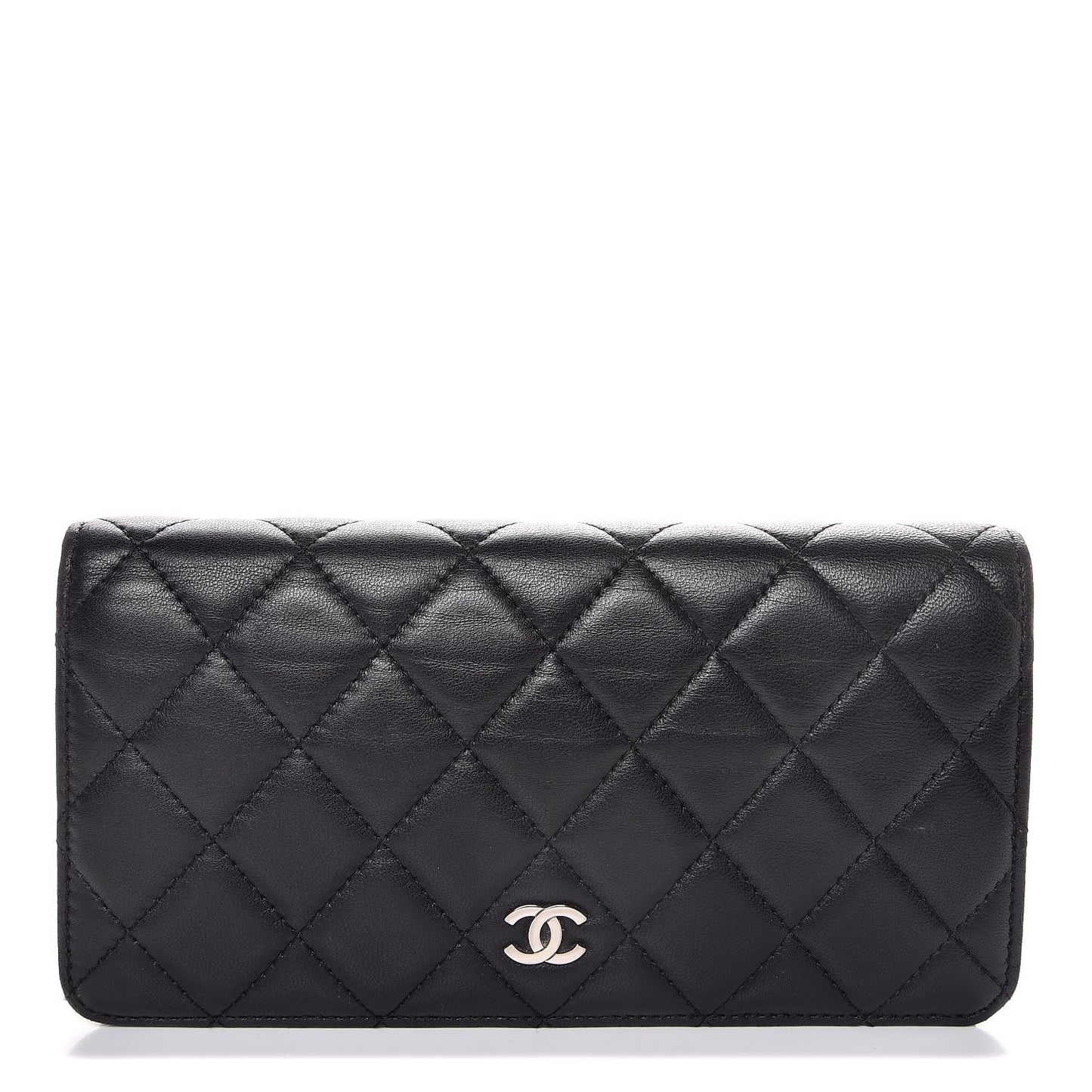 Lambskin Quilted Yen Wallet Black