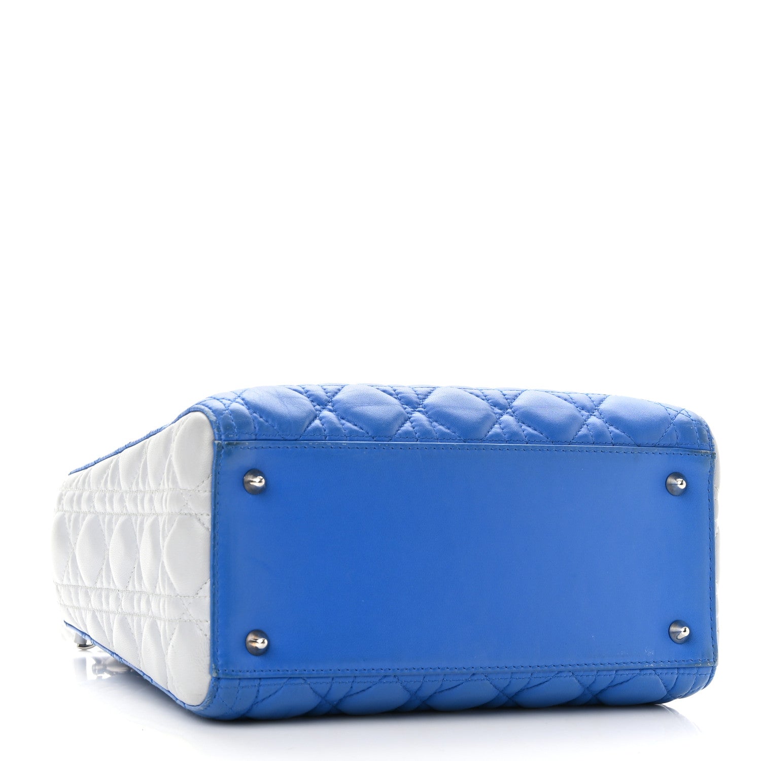 Christian Dior Lambskin Cannage Medium Bi-Color Lady Dior Blue Gray 4 of 10