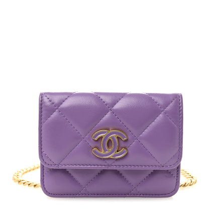 Chanel Lambskin Enamel Quilted Pending CC Flap Belt Bag Purple 1 of 11