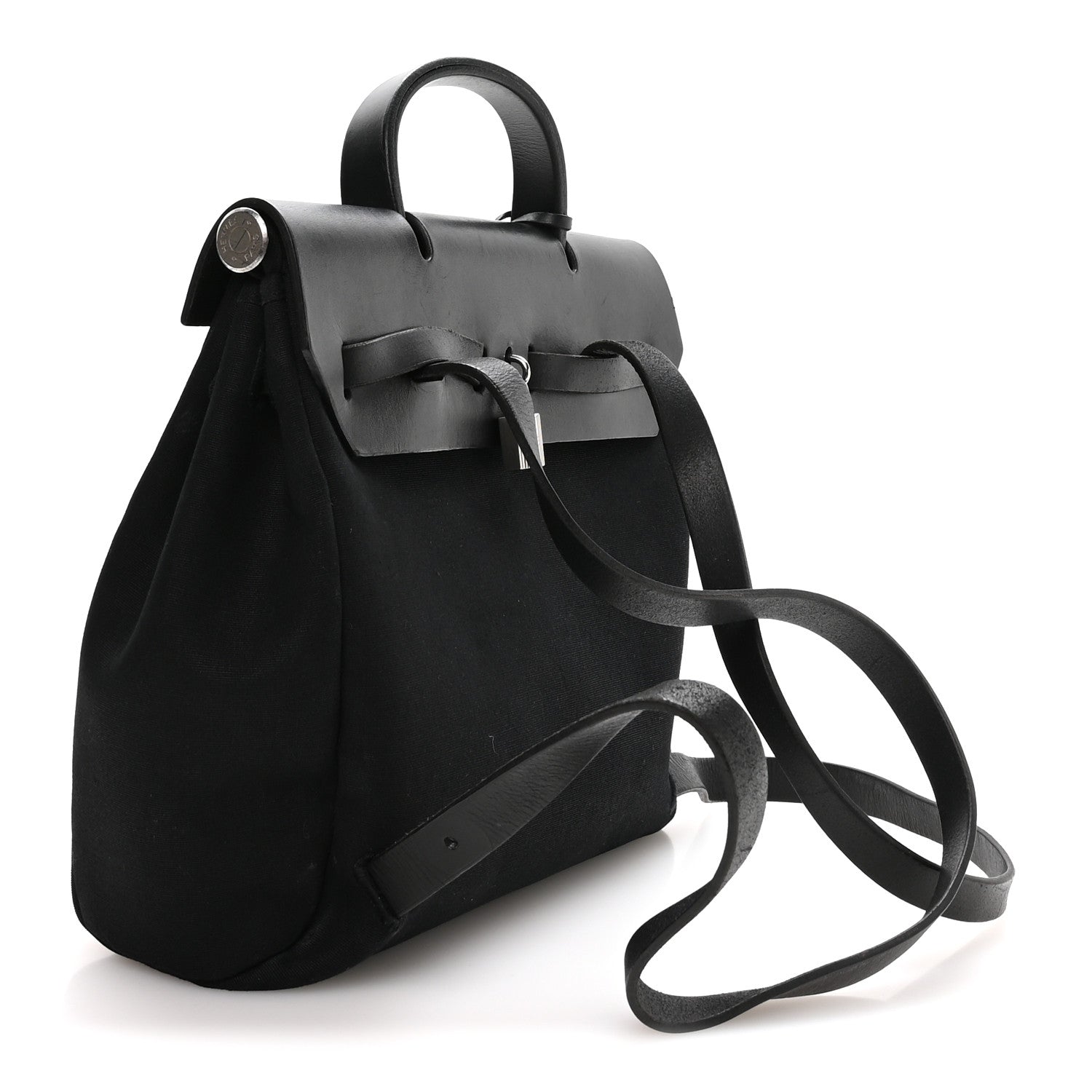 Hermes Toile Vache Calfskin Herbag 30 PM Backpack Black 3 of 10