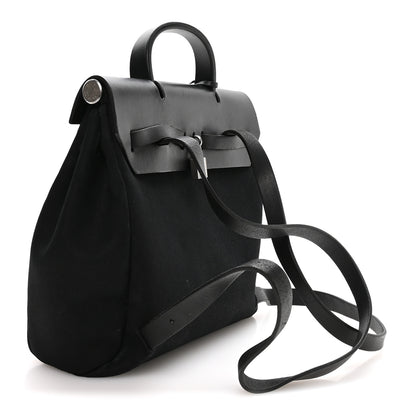 Hermes Toile Vache Calfskin Herbag 30 PM Backpack Black 3 of 10